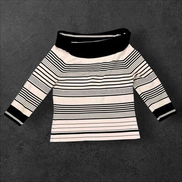 CYRUS Off The Shoulder Sweater Womens L Pink Black Trim Business Casual Pullover - Picture 5 of 13